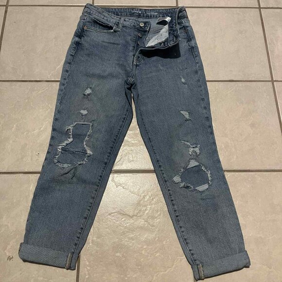Old Navy Denim - OLD NAVY WOMEN DISTRESSED HIGH RISE‎ O.G. STRAIGHT LIGHT WASH SIZE 6